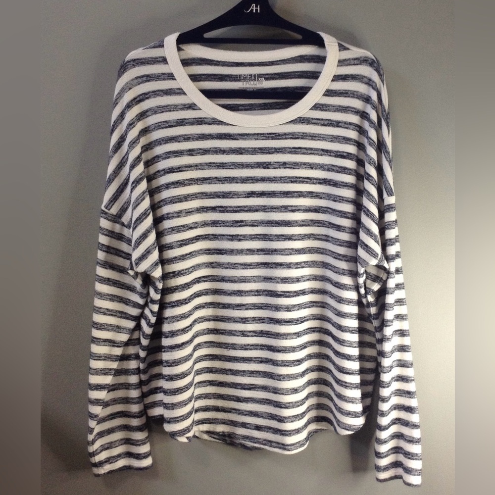 Time and Tru Monochrome Striped Tee Sz XXL